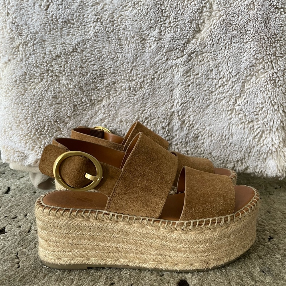Brown platform wedges